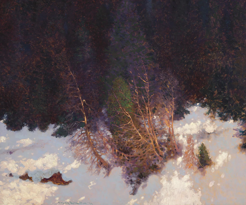 Frank Hans Johnston, The Velvet of Winter Woods, oil on board