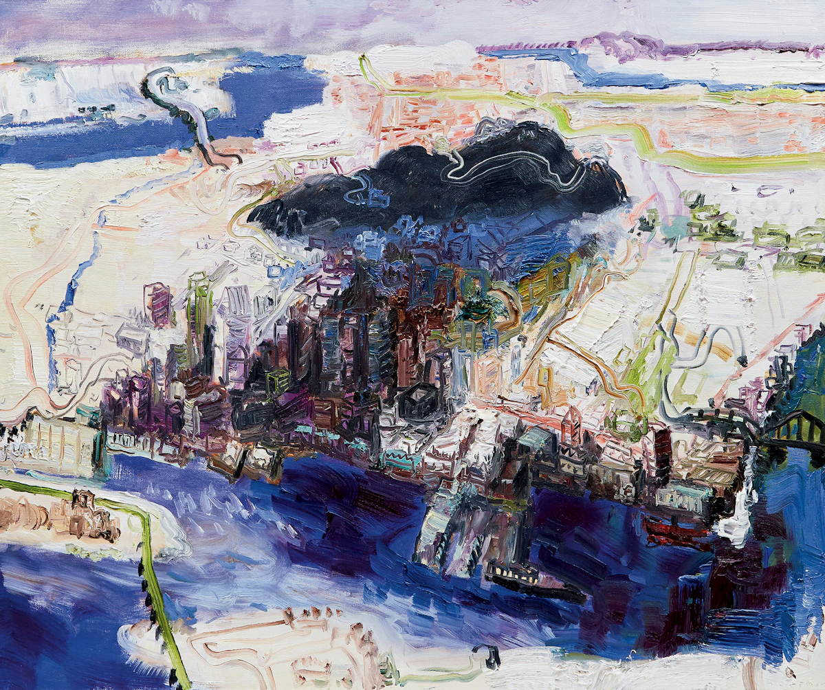 John Hartman, The Old Port and Mount Royal, oil on canvas, 2005