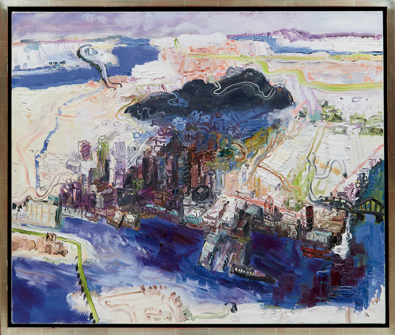 John Hartman, The Old Port and Mount Royal, oil on canvas, 2005 - view 2