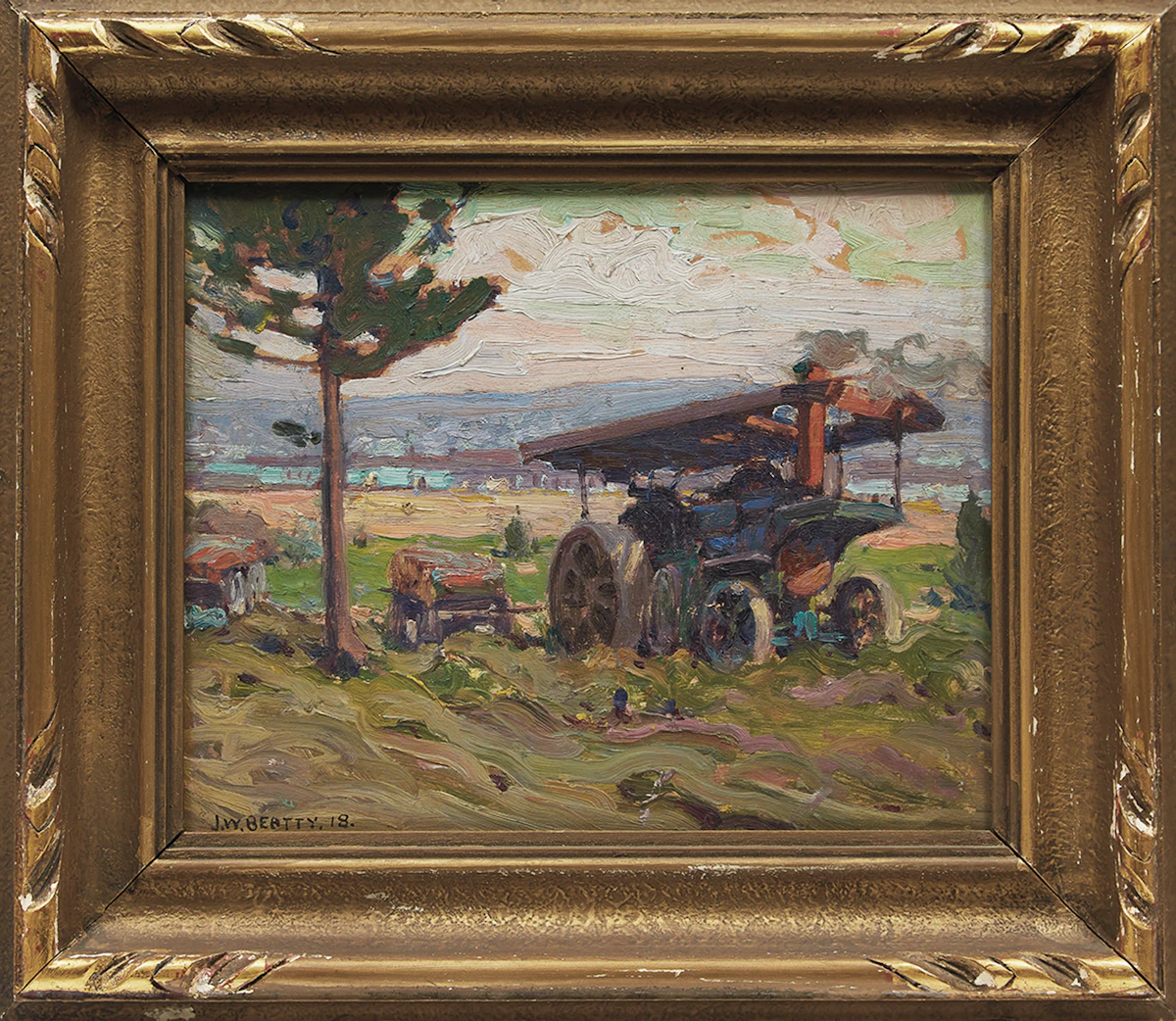 John William Beatty, Farm Machinery, oil on board, 1918
