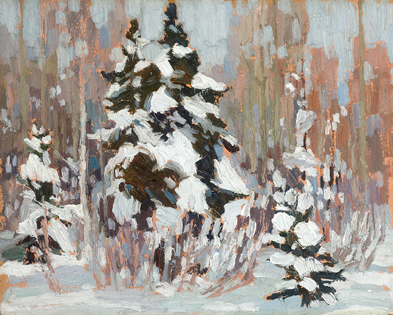Franklin Carmichael, Orillia (1915), oil on double board