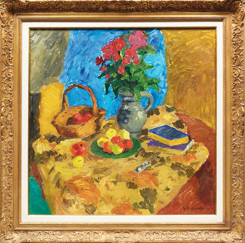 William Goodridge Roberts, Still Life with Blue Curtains, oil on board - view 2