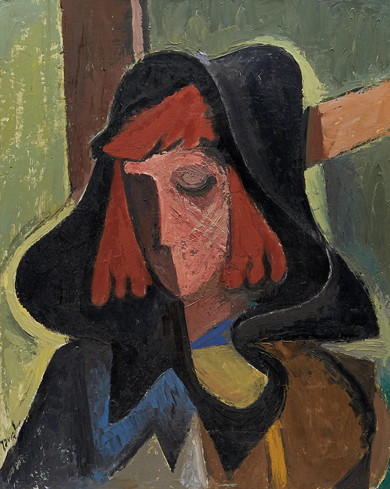 Jack Hamilton Bush, Girl with Red Hair , oil on board