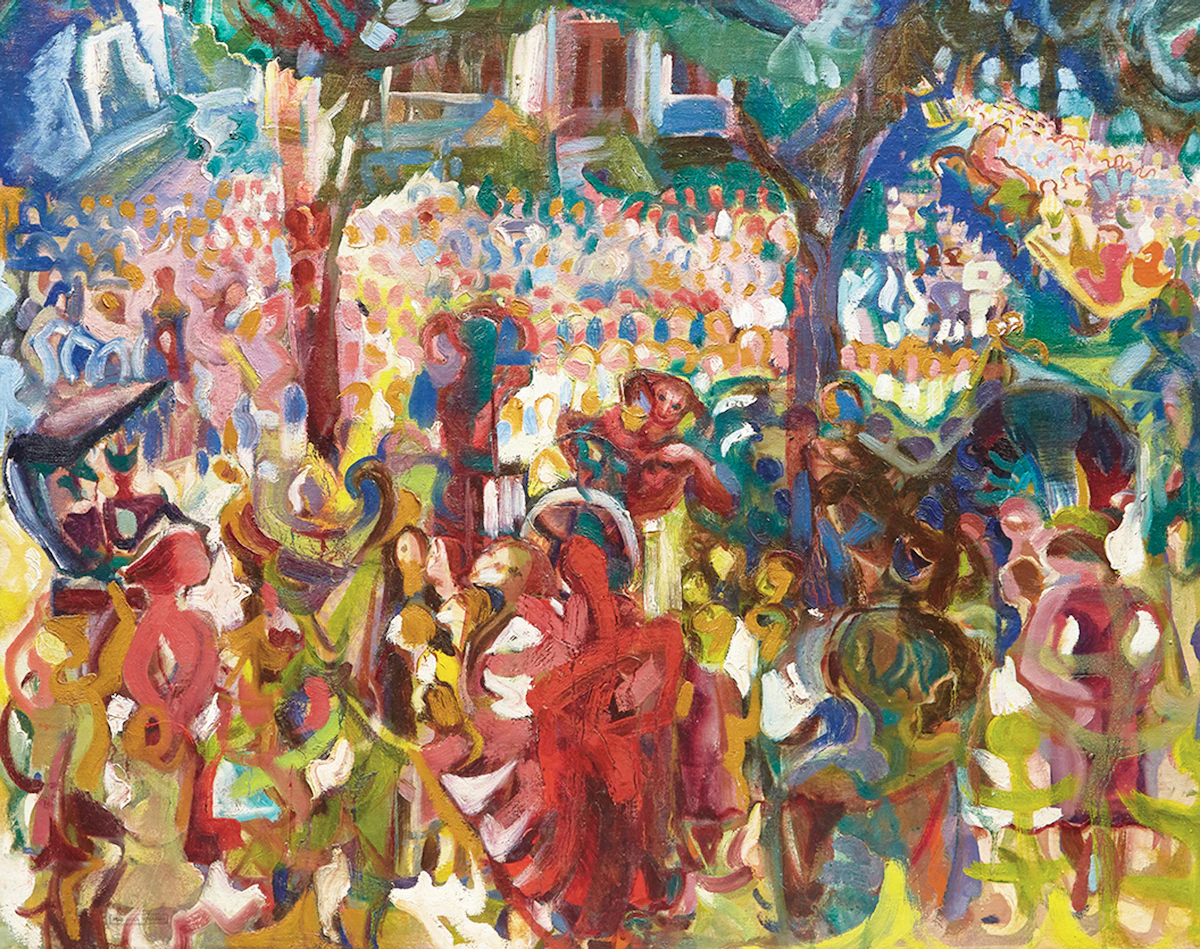 Pegi Nicol MacLeod, Centennial Parade (Fredericton), oil on canvas