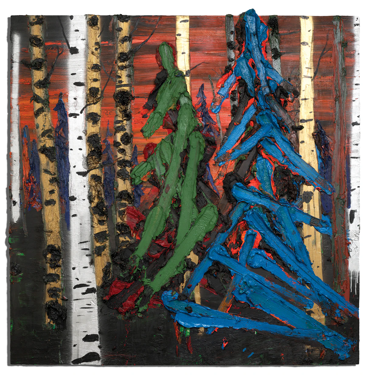 Kim Dorland, Green Tree Blue Tree, oil, 2009