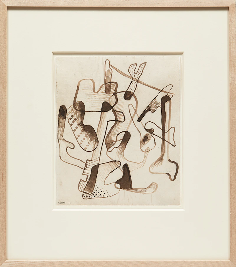 Jean-Paul Mousseau, Sans titre, ink and wash on cream paper, 1945 - view 2