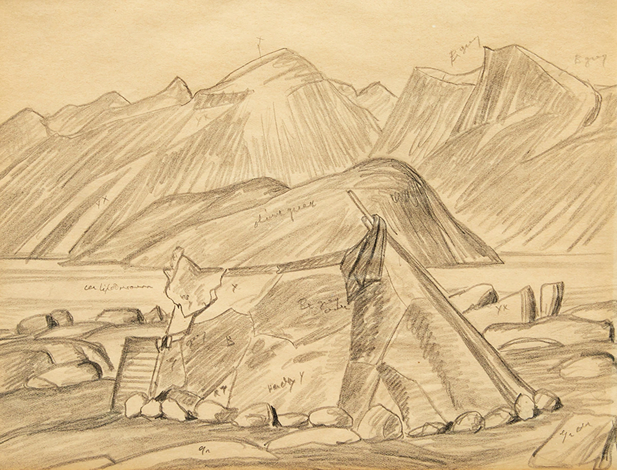 Lawren Stewart Harris, Arctic Tent, Pangnirtung, Baffin Island, graphite on paper