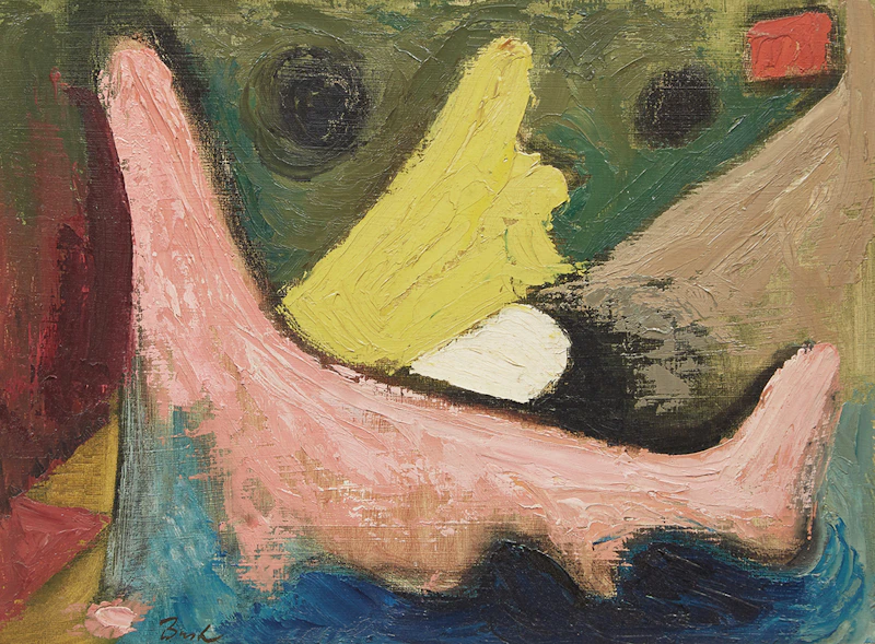Jack Hamilton Bush, The Red Square, oil on masonite