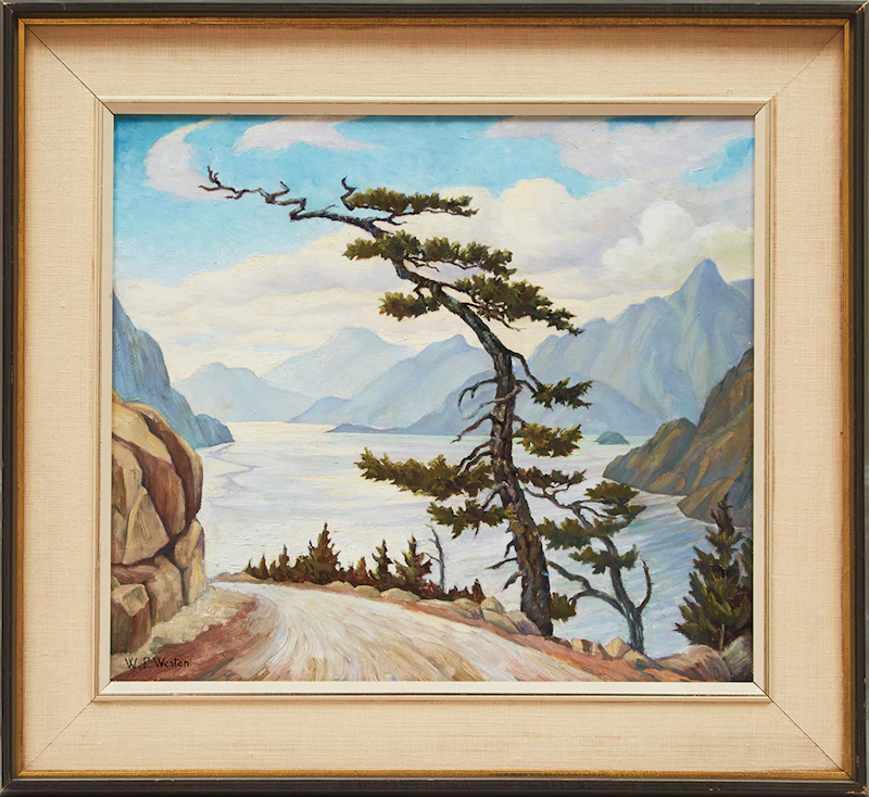 William Percival Weston, Howe Sd. from Squamish Road, oil on board, 1953 - view 2