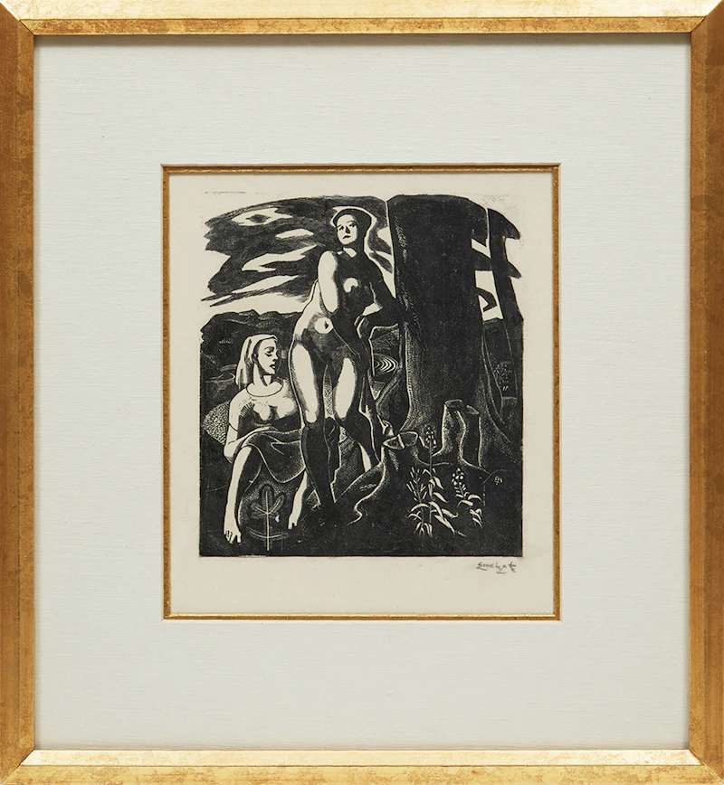 Edwin Headley Holgate, Bathers, woodcut - view 2