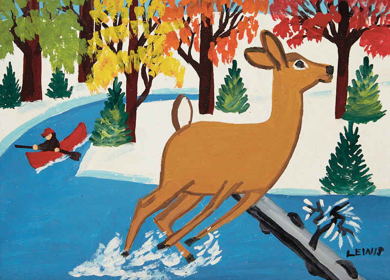 Maud Lewis, Surprised Deer, oil on board