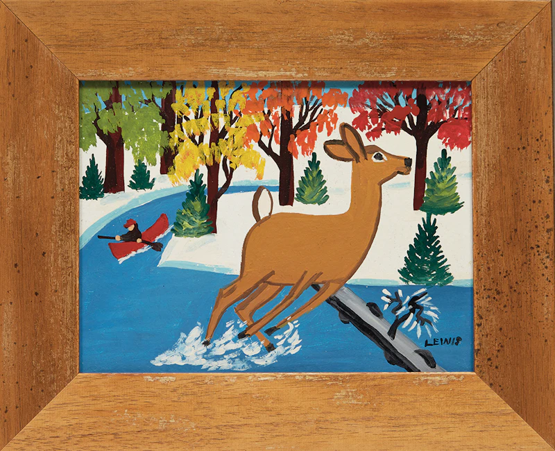 Maud Lewis, Surprised Deer, oil on board, 1961 - view 2