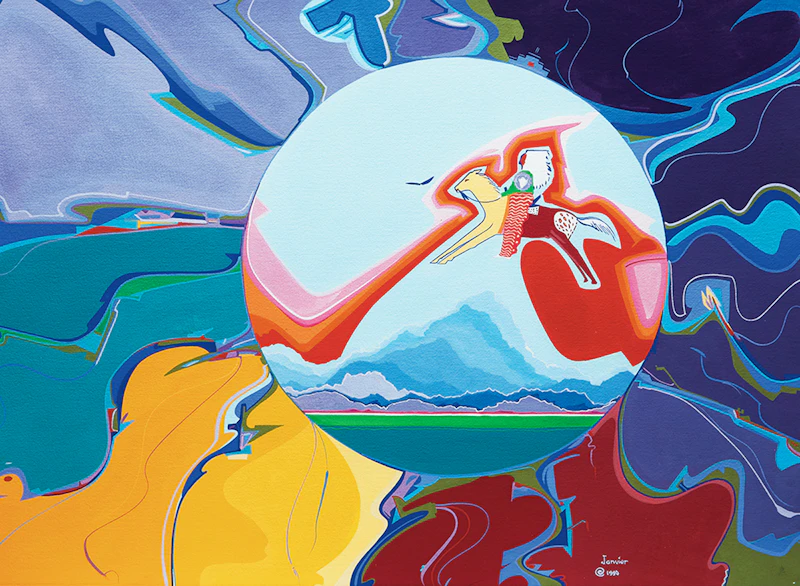 Alex Simeon Janvier, #26 Amerindian Time Capsule (Super Natural Series), gouache