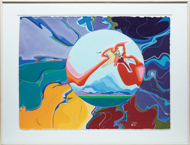 Alex Simeon Janvier, #26 Amerindian Time Capsule (Super Natural Series), gouache, 1990 - view 2