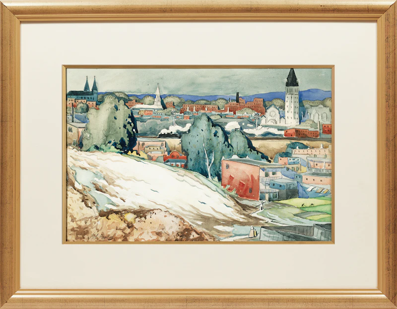 Marc-Aurèle Fortin, Vue d’Hochelaga, watercolour and charcoal mounted to card - view 2