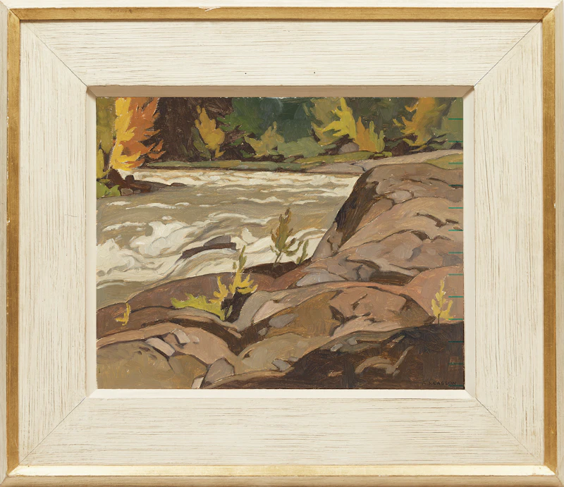 Alfred Joseph Casson, Rapids on the Rouge River, Quebec, oil on board - view 2