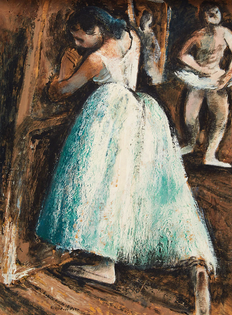 Ronald York Wilson, Posturing Dancers, oil on board