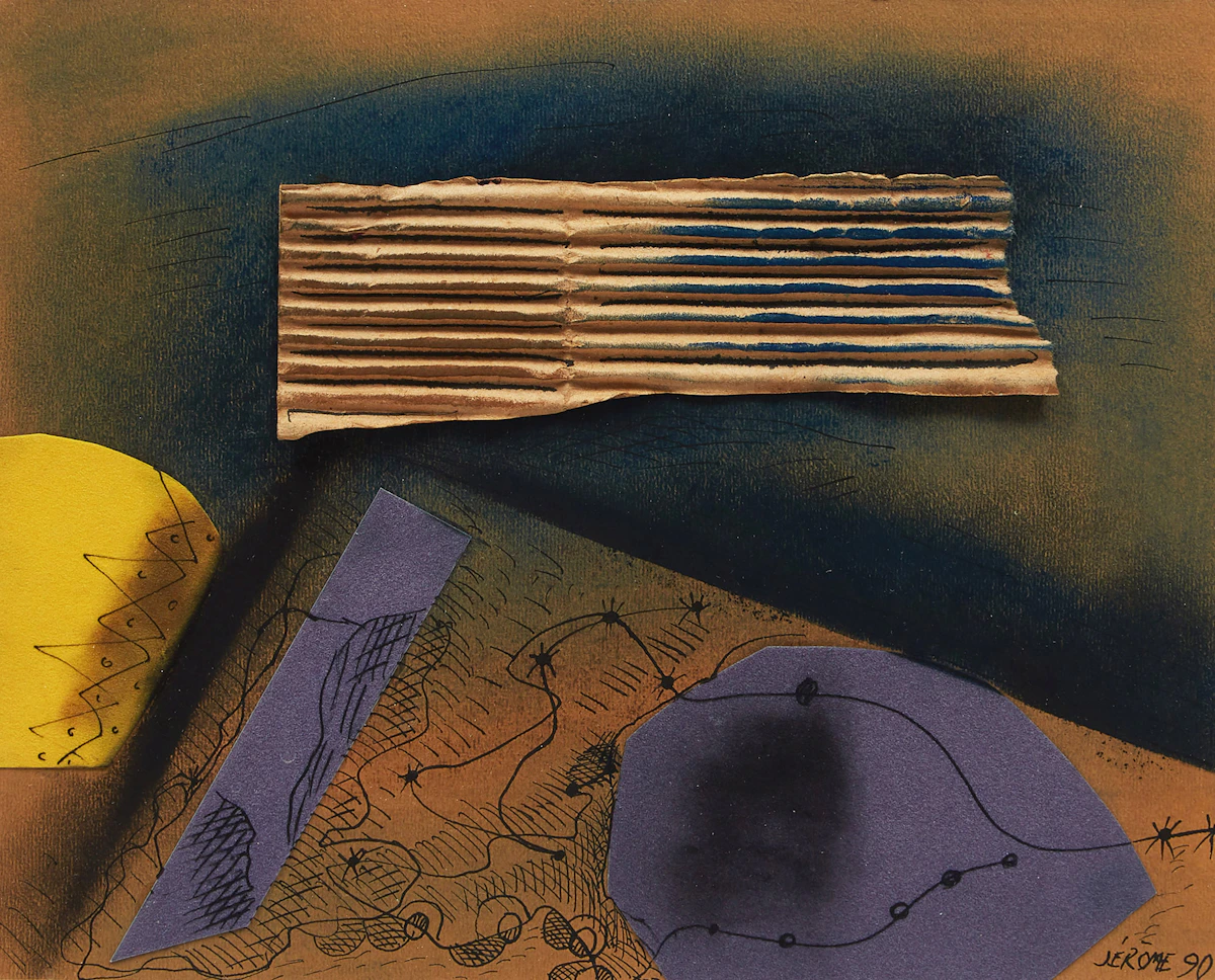 Jean-Paul Jérôme, Collage-volant, mixed media collage, 1990