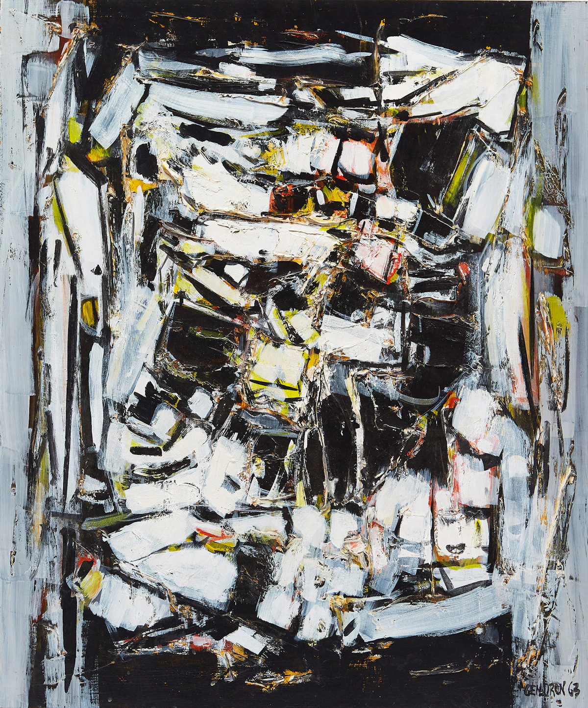 Pierre Gendron, Sans titre, oil on panel, 1963