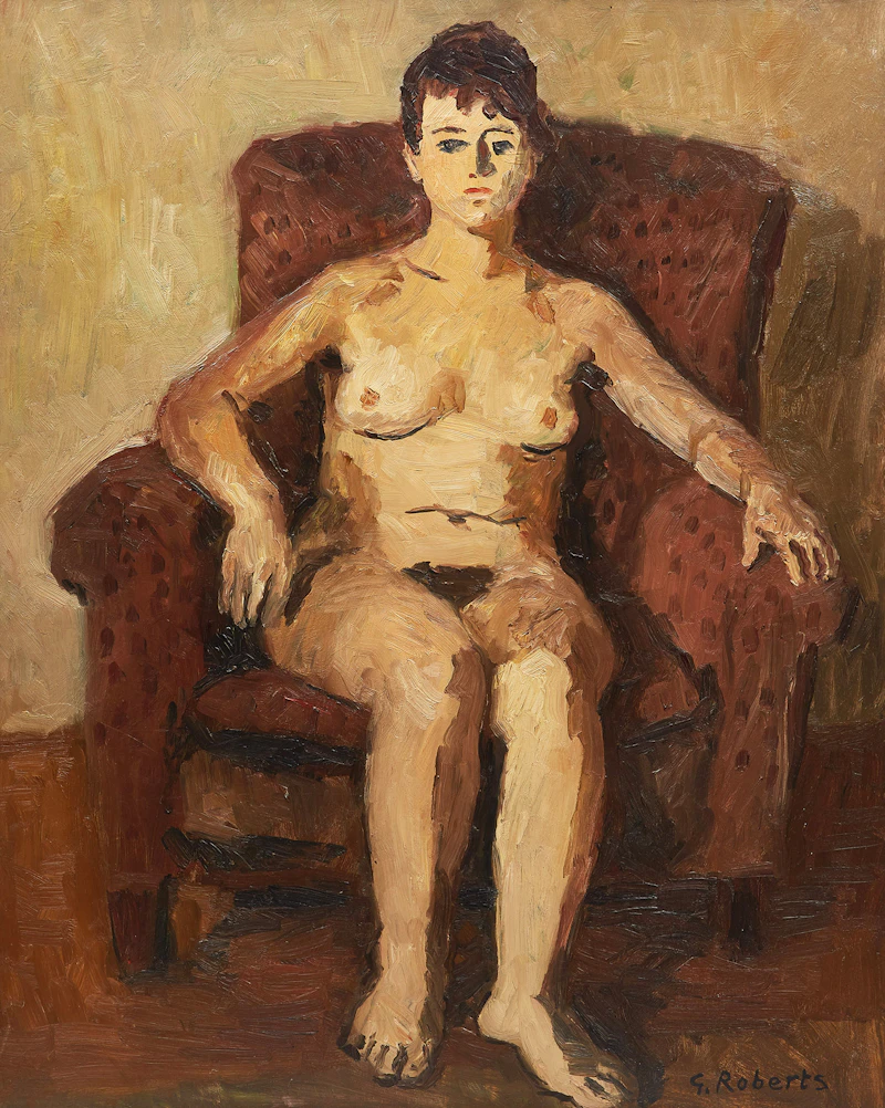 William Goodridge Roberts, Seated Nude, oil on board - view 1