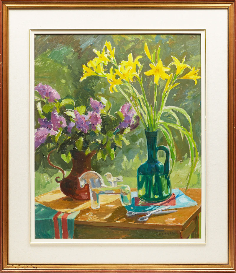 Helmut Gransow, Lilac and Lillies, oil on masonite, 1986 - view 2
