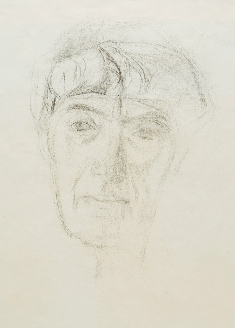 Frederick Horsman Varley, Double Sided Portrait of Philip Surrey’s Mother (Head and Shoulders and Face), graphite on paper