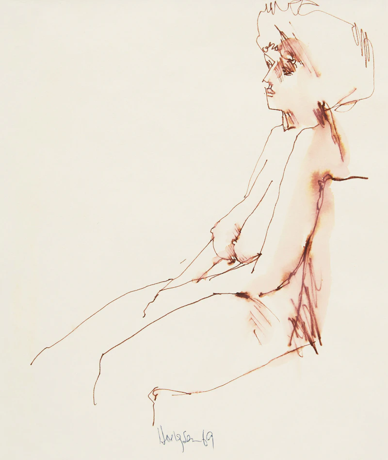 Thomas Sherlock Hodgson, Nude, ink drawing, 1969 - view 1