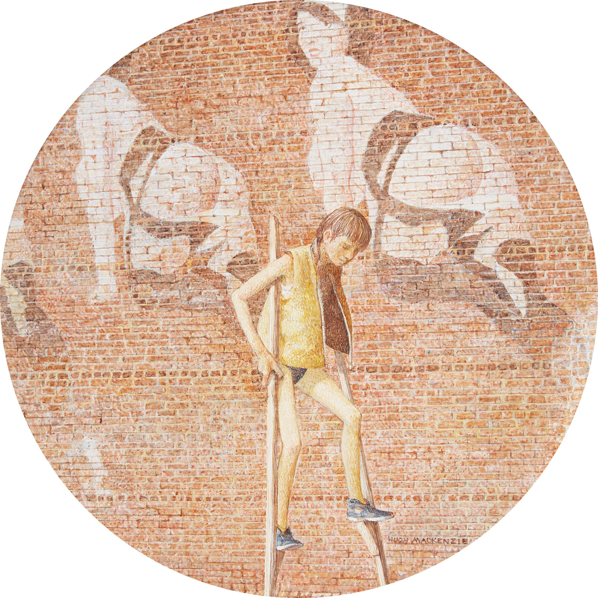 Hugh Seaforth Mackenzie, Boy on Stilts, tempera on board, 1971