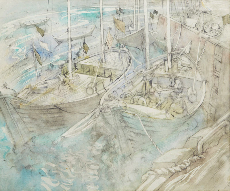 Doris Jean McCarthy, Dockside, Barachois, watercolour