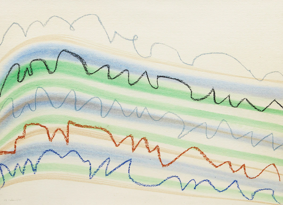 Kathleen Margaret Graham, Dorset Line - Cool with Tan 2 (Arctic III: Mountains, Seas & Cliffs series), acrylic and chalk on paper, 1975