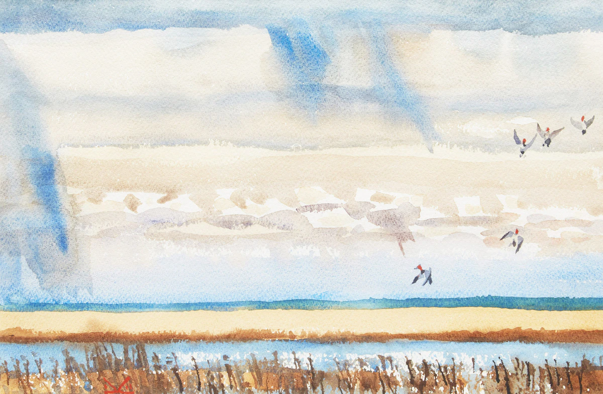 Illingworth Holey Kerr, Redheads, Prairie Slough, watercolour, 1980
