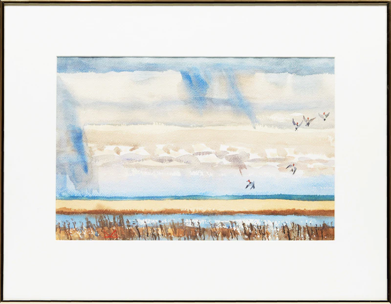 Illingworth Holey Kerr, Redheads, Prairie Slough, watercolour, 1980 - view 2