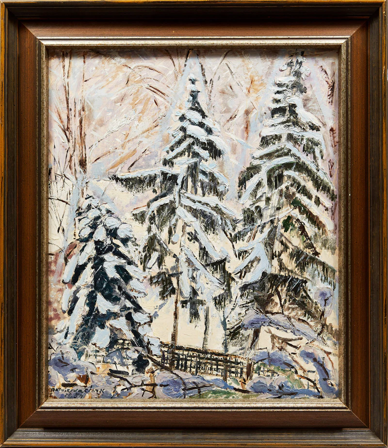 Paraskeva Plistik Clark, Forest in Winter, oil on board, 1959 - view 2