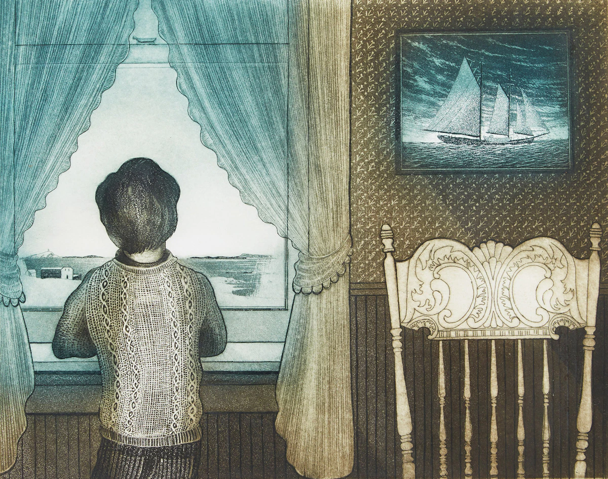 David Lloyd Blackwood, The Flora S. Nickerson Coming Home From The Labrador, colour etching and aquatint, 1979