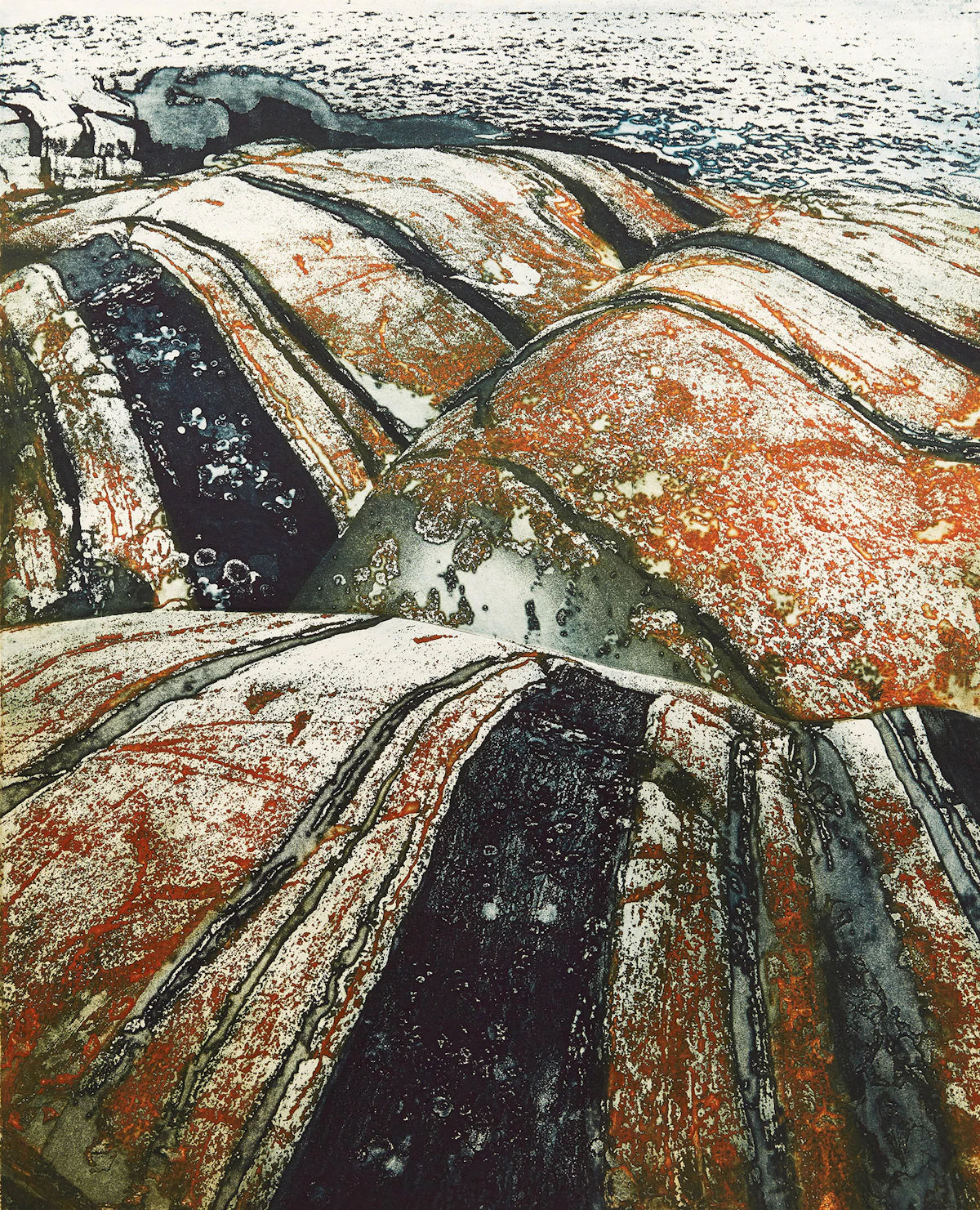 Edward John Bartram, Rolling Rocks, Northern Image Series, colour etching, 1976