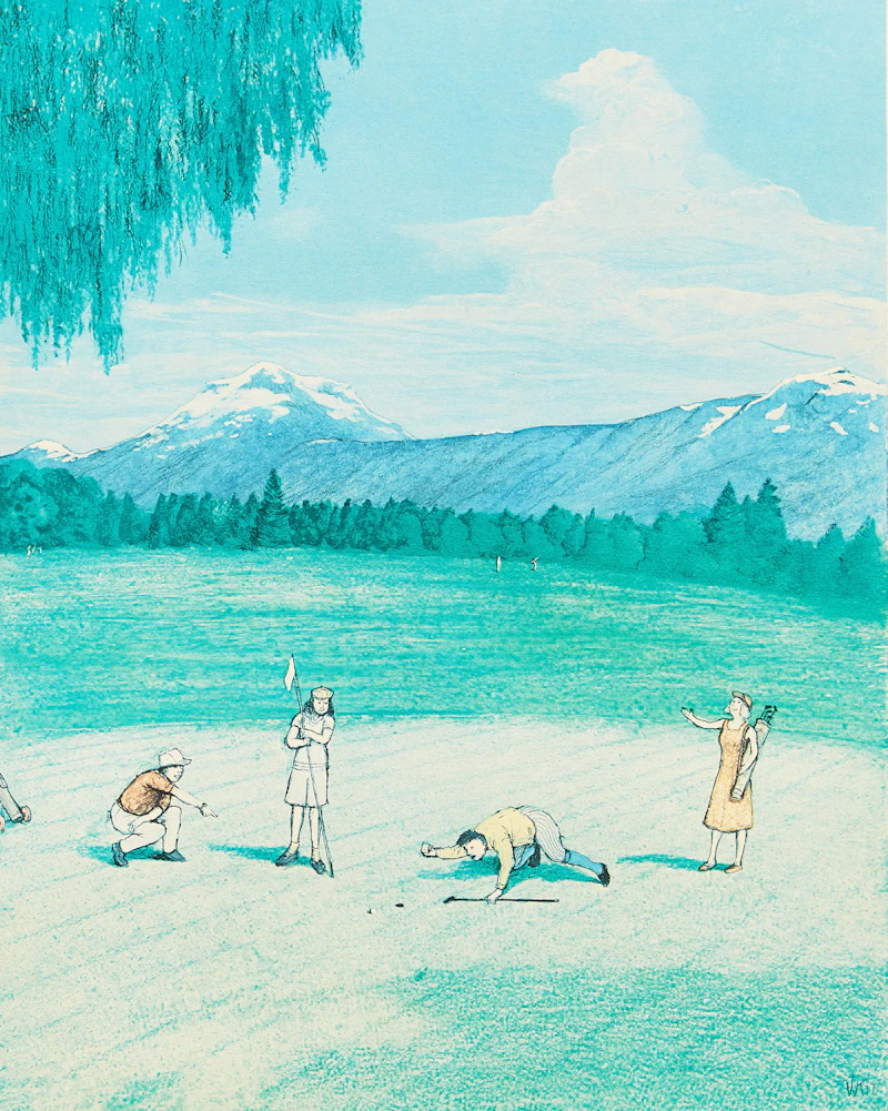 William Kurelek, The Last Putt, colour photolithograph