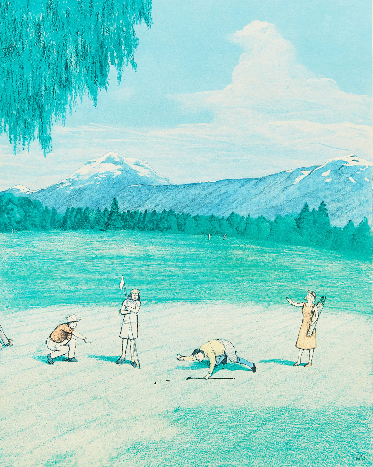 William Kurelek, The Last Putt, colour photolithograph, 1977