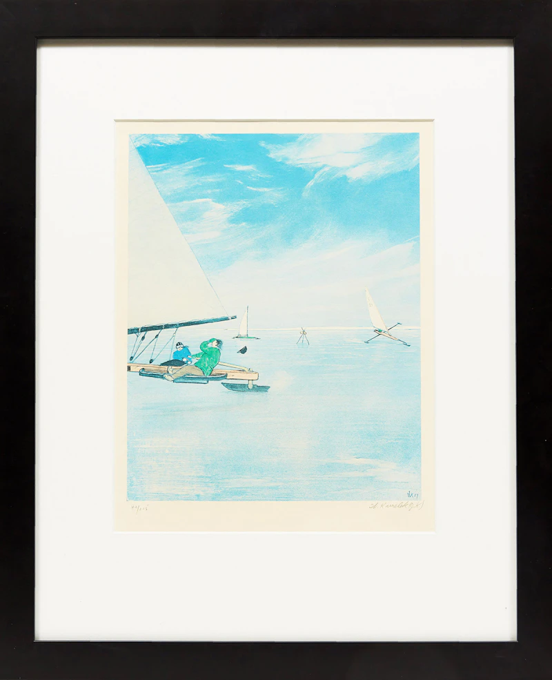 William Kurelek, Ice Sailing, colour photolithograph, 1977 - view 2