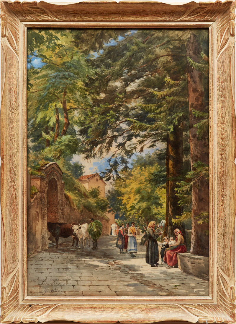 Charles Jones Way, The Church Terrace, Midday, Cutiligano, Italy, watercolour - view 2