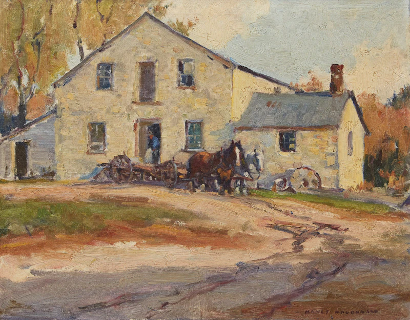 Mill-House, Farmer, Horses and Buckboard by Manly Edward MacDonald