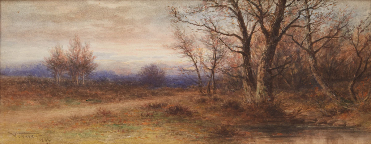 Frederick Arthur Verner, Country Landscape, watercolour, 1894