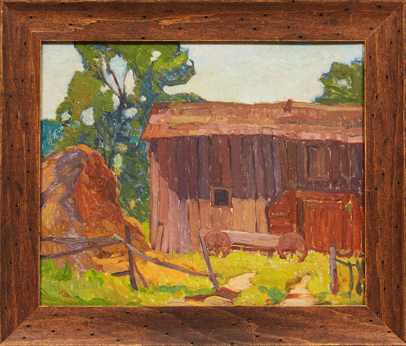 George Henry Griffin, Landscape with Barn, oil on canvas laid down on card - view 2