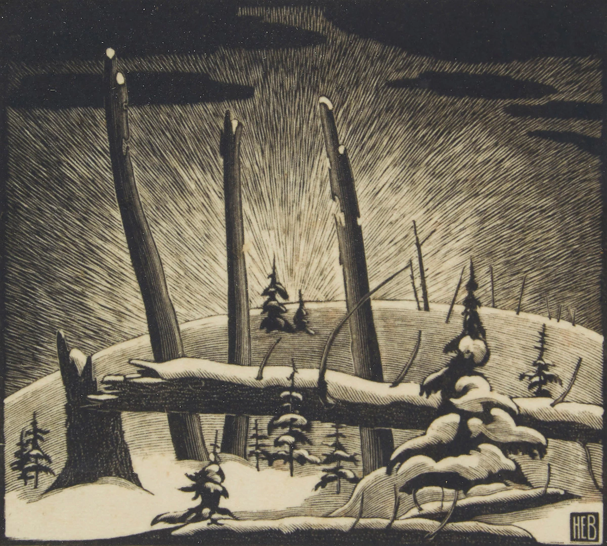 Henry Eric Bergman, Deadfall, woodblock