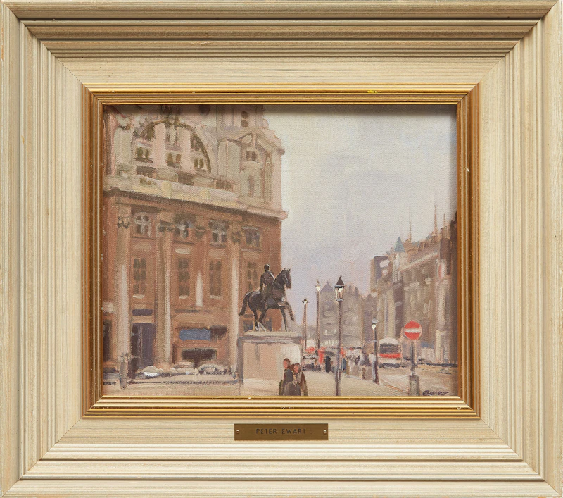 Peter Maxwell Ewart, Off Trafalgar Square, London, Eng., oil on canvas board - view 2
