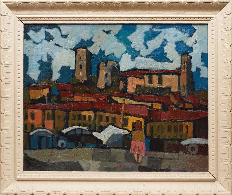 Maxwell Bennett Bates, Street in Europe, oil on canvas board - view 2