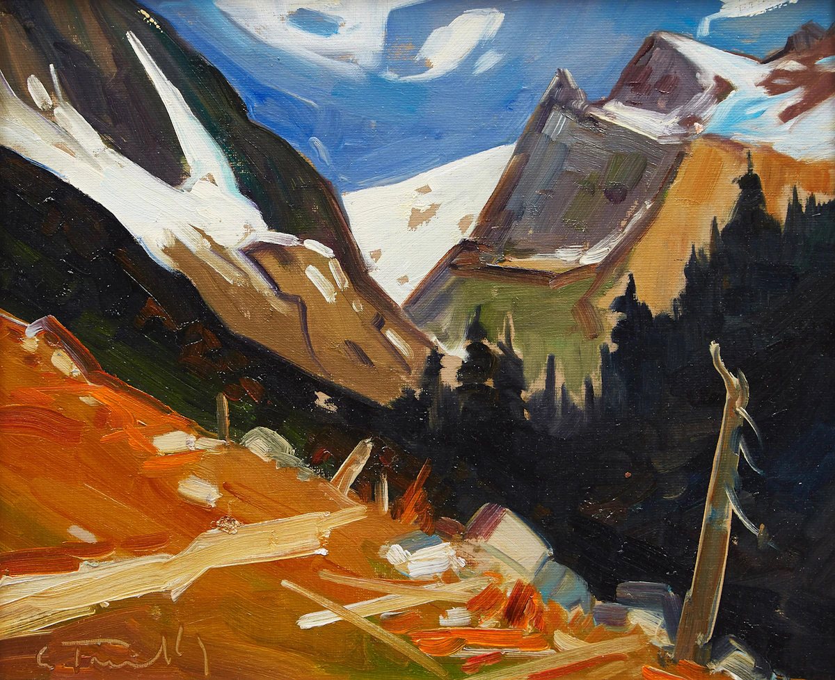 Louis Tremblay, Nord du Calgary, oil on canvas board