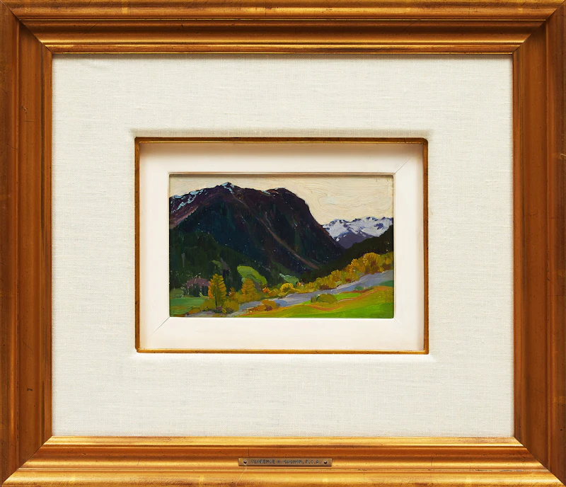 Clarence Alphonse Gagnon, Dans les Alps, oil on panel, 1927 - view 2