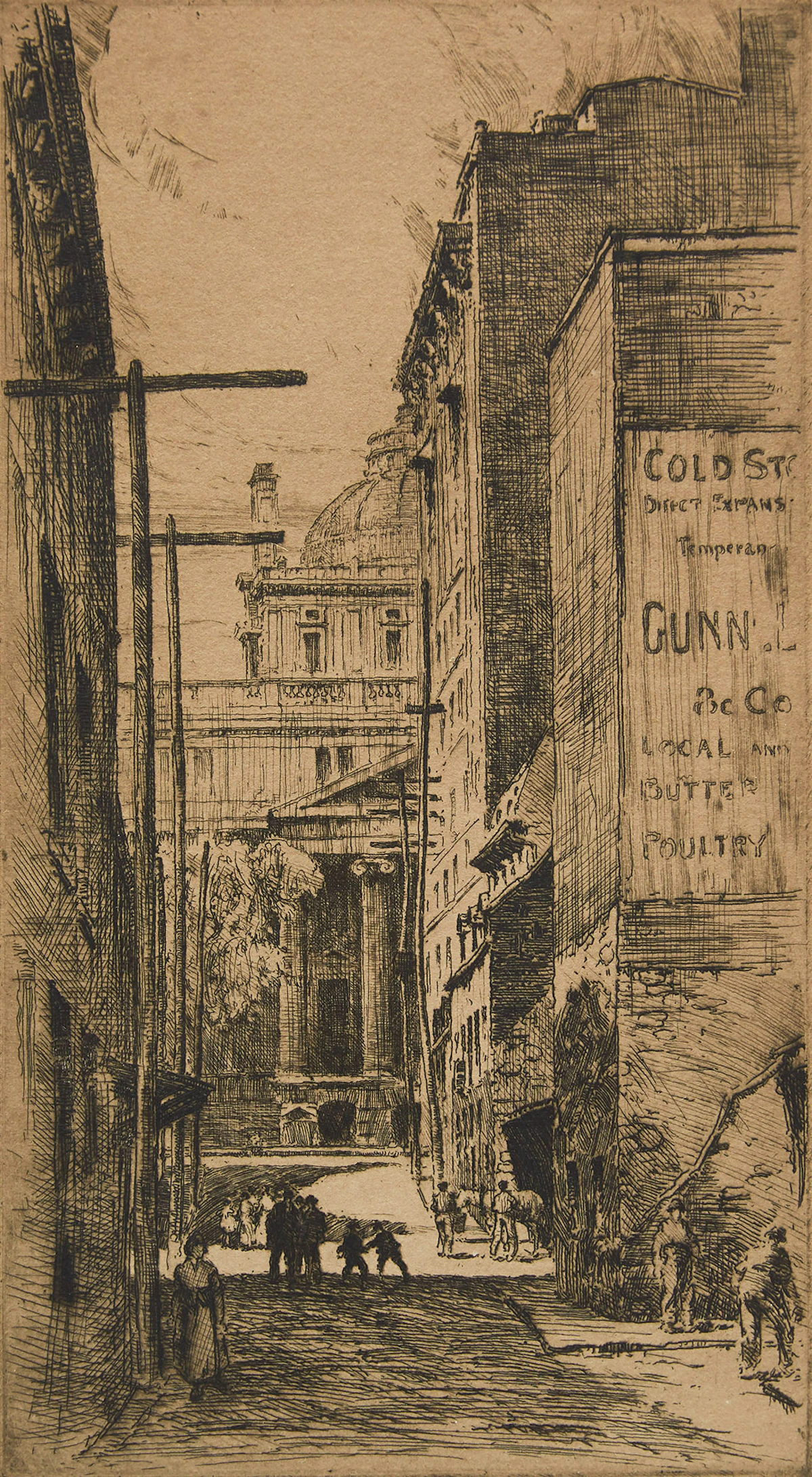 Herbert Raine, St. Vincent Street, Montreal , etching