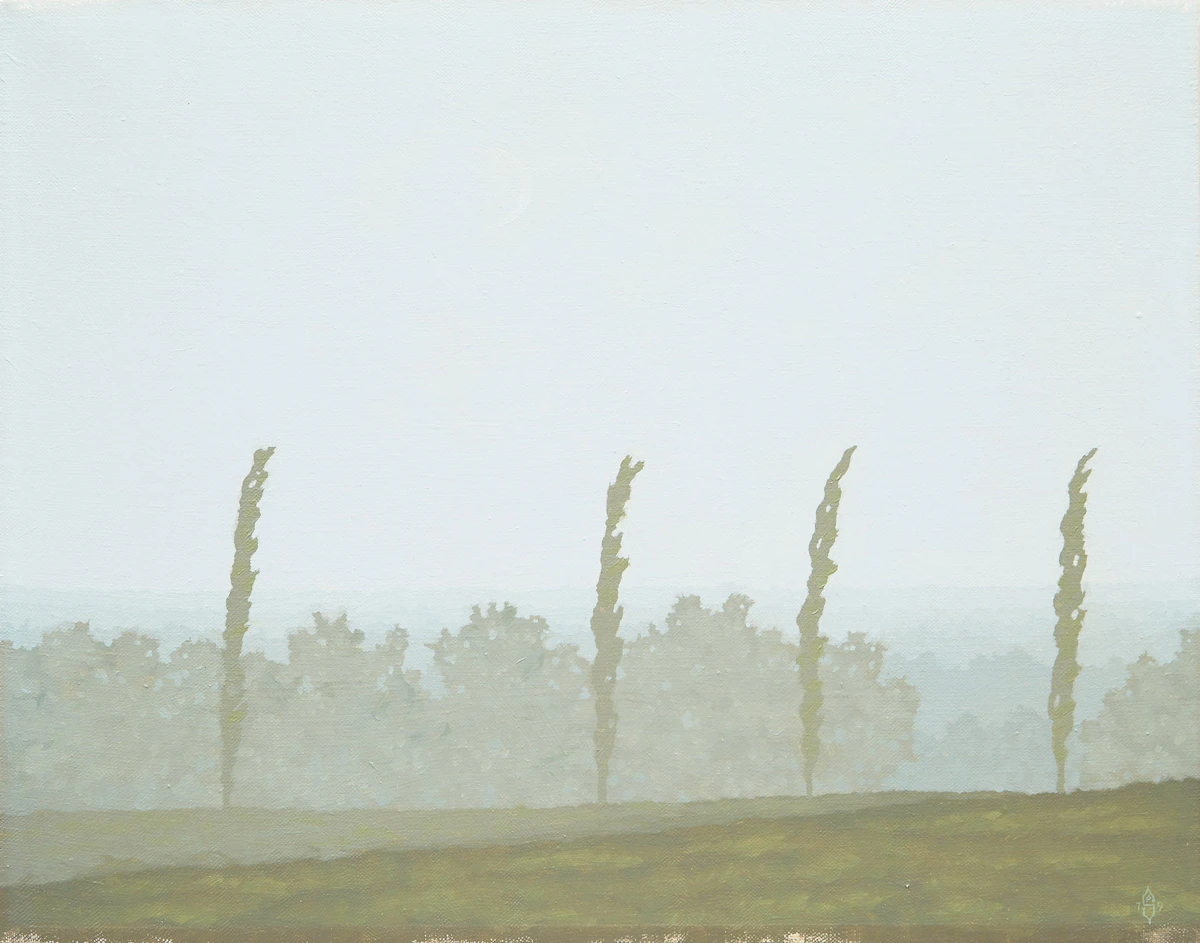 Philip Sybal, Poplars in the Mist, oil on linen, 1979