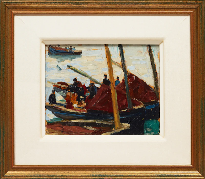 Randolph Stanley Hewton, Moored Boats in Venice, oil on board - view 2